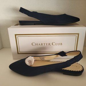 CHARTER CLUB - Karaa Slingback Flats - 7.5 M navy blue